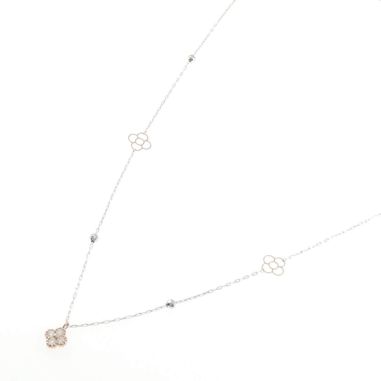 K18WG/K18PG Flower Diamond Necklace 0.20CT