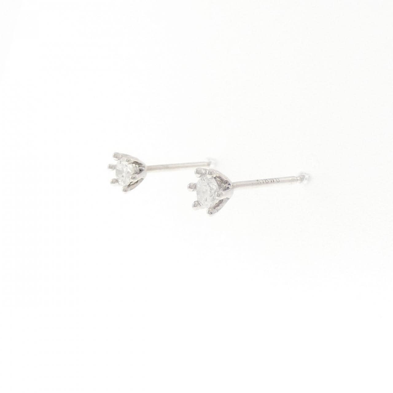 K18WG ソリティア ダイヤモンド ピアス 0.18CT