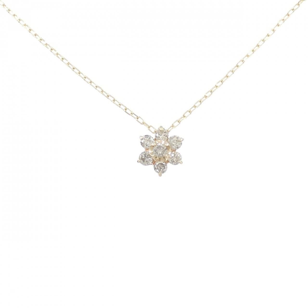 K10PG/K10YG フラワー ダイヤモンド ネックレス 0.20CT