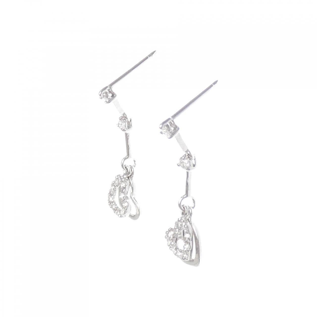 K10WG ハート ダイヤモンド ピアス 0.20CT