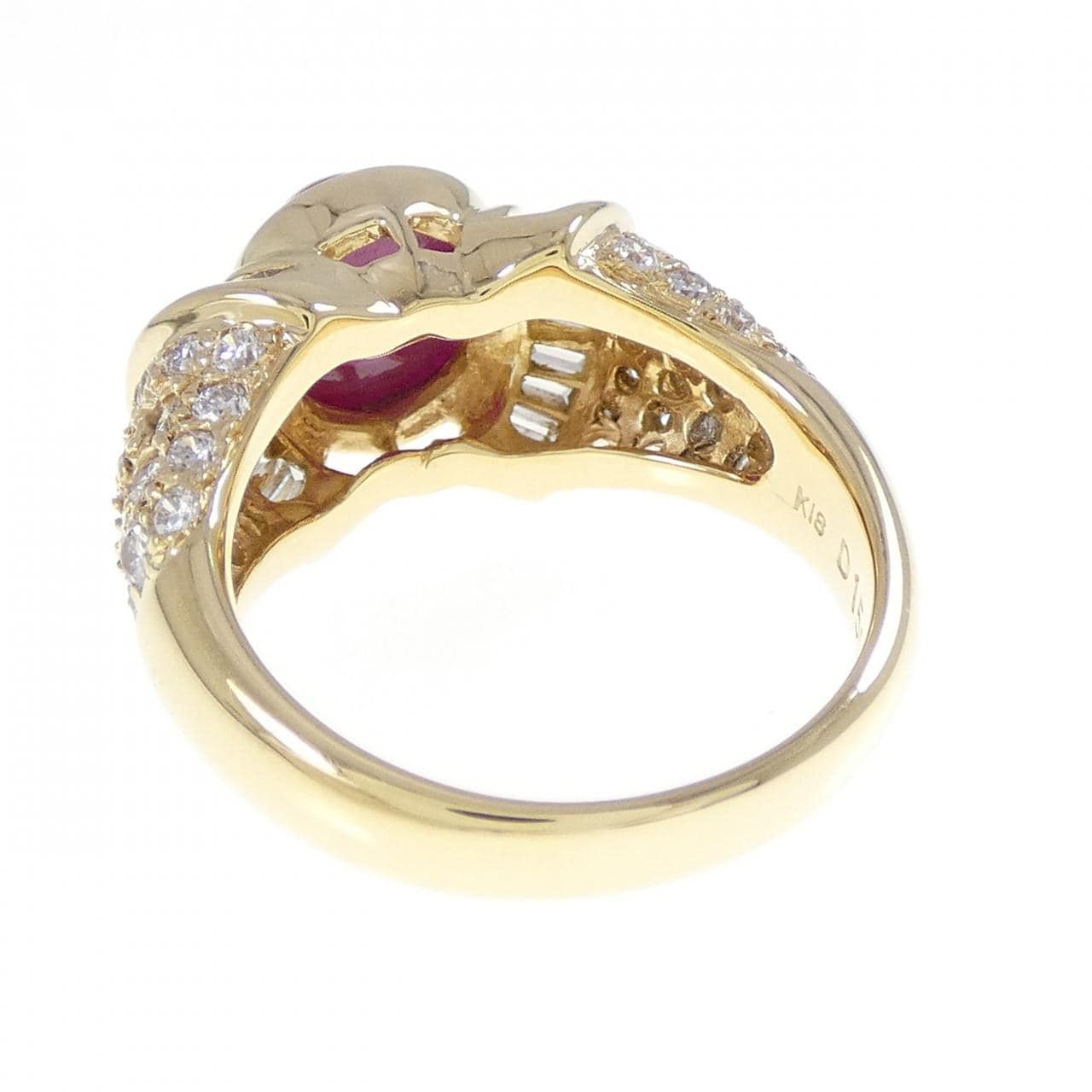 K18YG ルビー リング 2.50CT