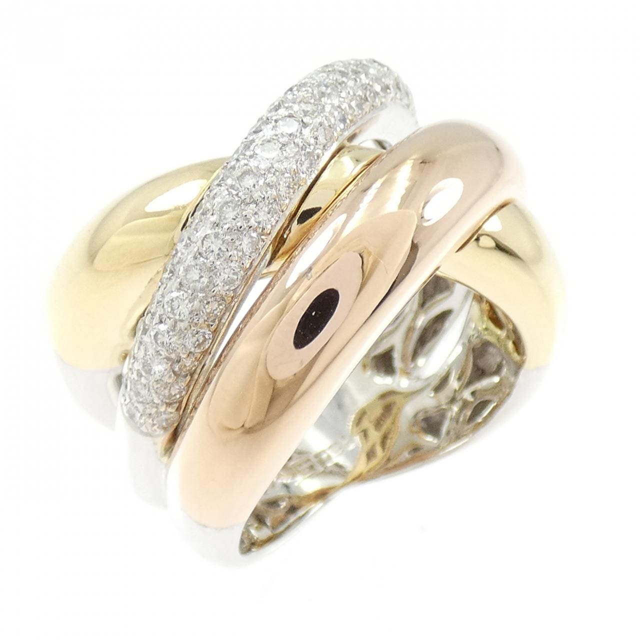 750スリーカラー ダイヤモンド リング 0.76CT