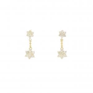 K18YG フラワー ダイヤモンド ピアス 1.00CT
