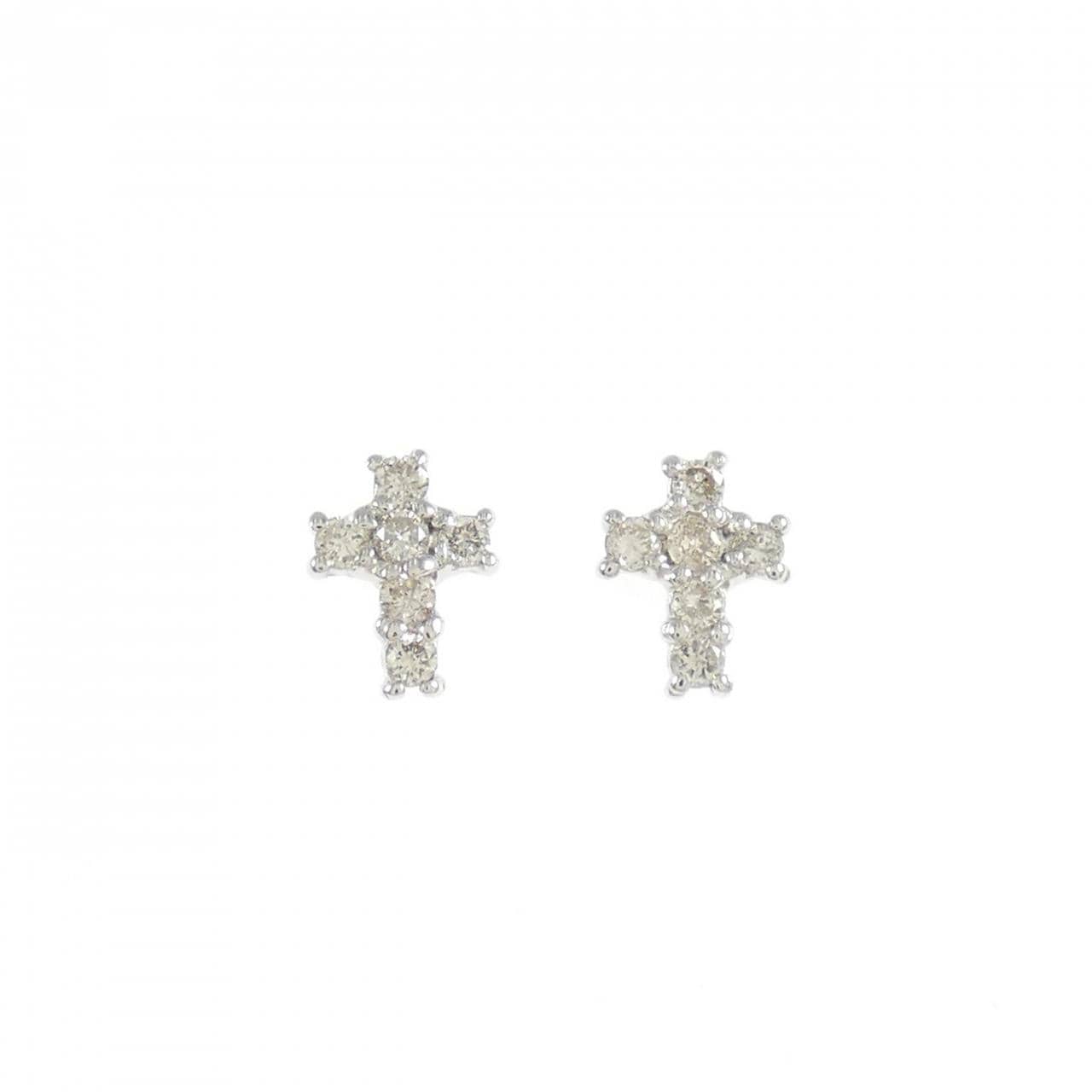 PT900 クロス ダイヤモンド ピアス 0.12CT