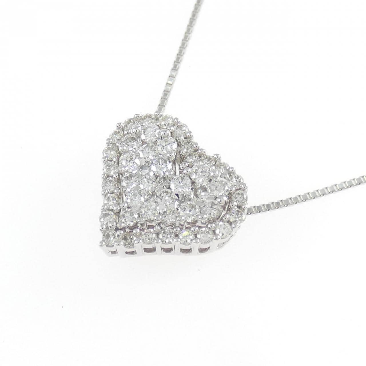 K18WG 2WAY ハート ダイヤモンド ネックレス 0.50CT