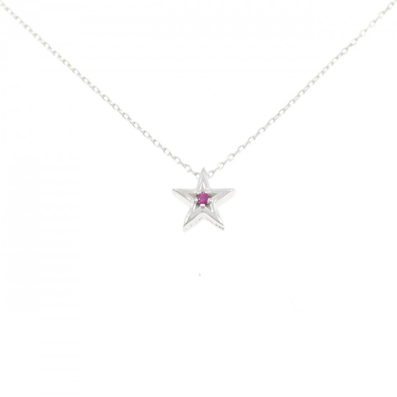 K18WG スター ルビー ネックレス