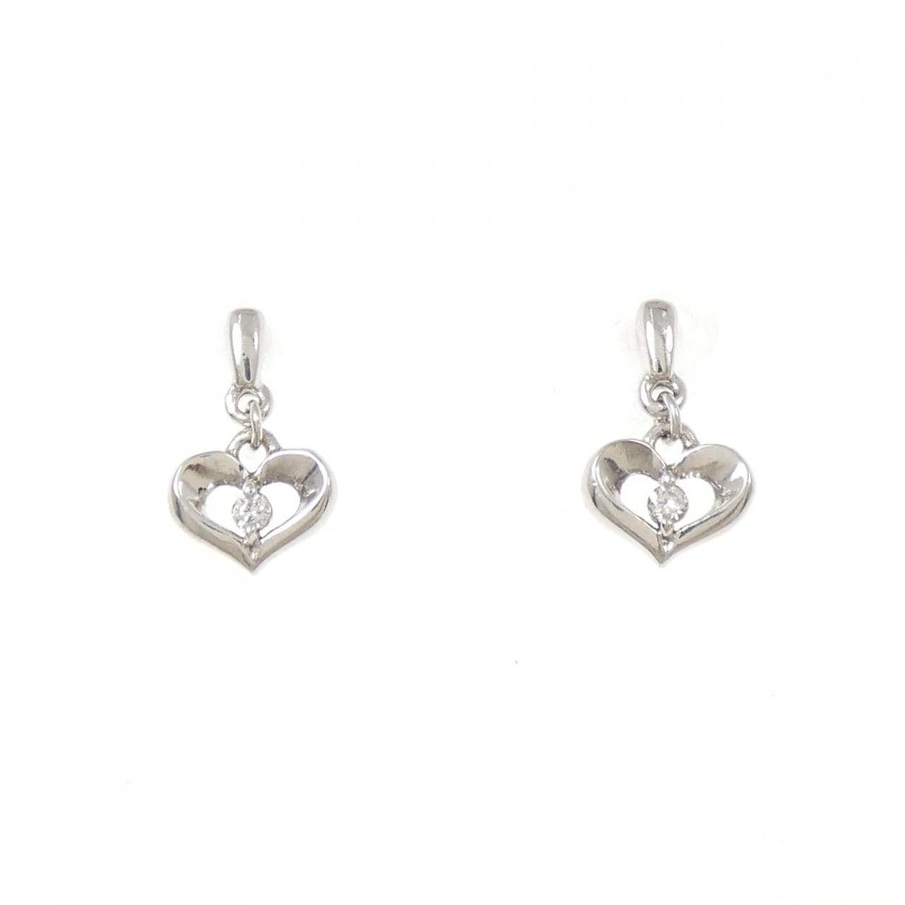 K10WG ハート ダイヤモンド ピアス 0.018CT