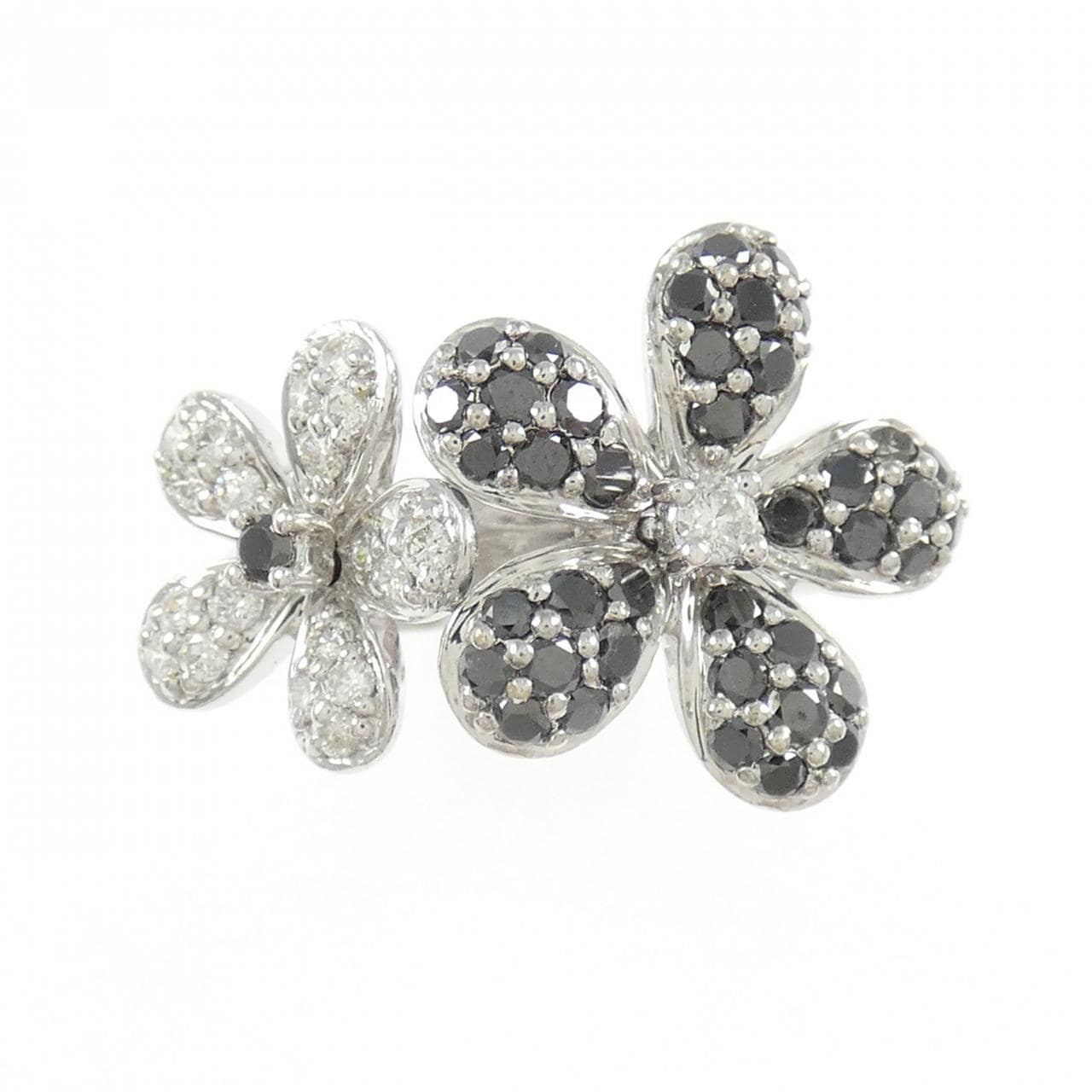 K18WG フラワー ダイヤモンド リング 1.00CT