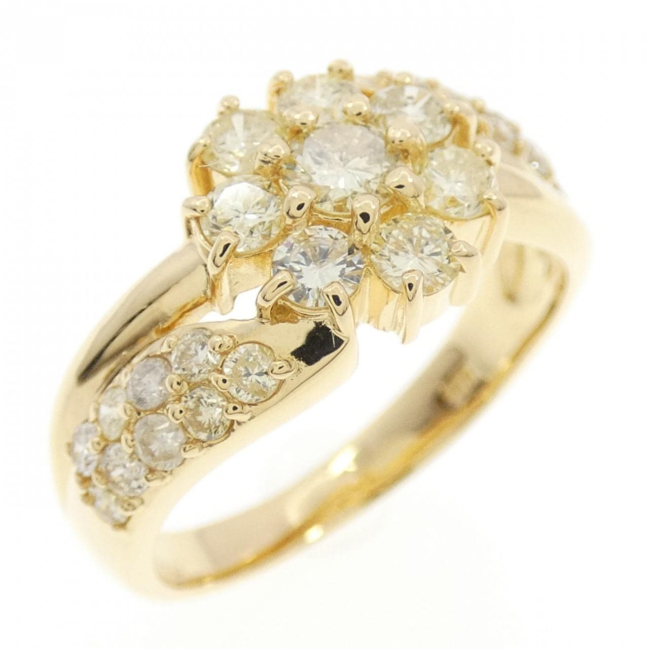 K18YG フラワー ダイヤモンド リング 1.00CT
