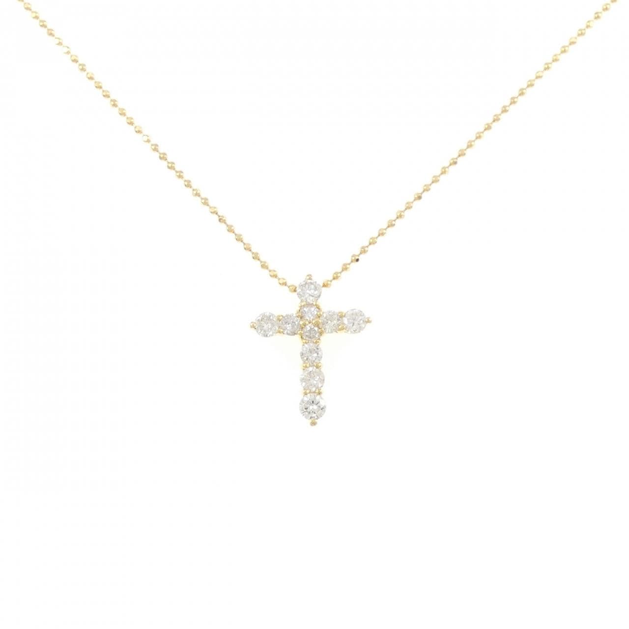 K18YG クロス ダイヤモンド ネックレス 0.50CT