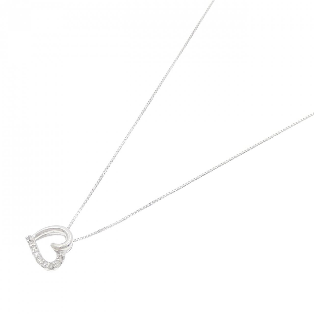 K18WG ハート ダイヤモンド ネックレス 0.04CT