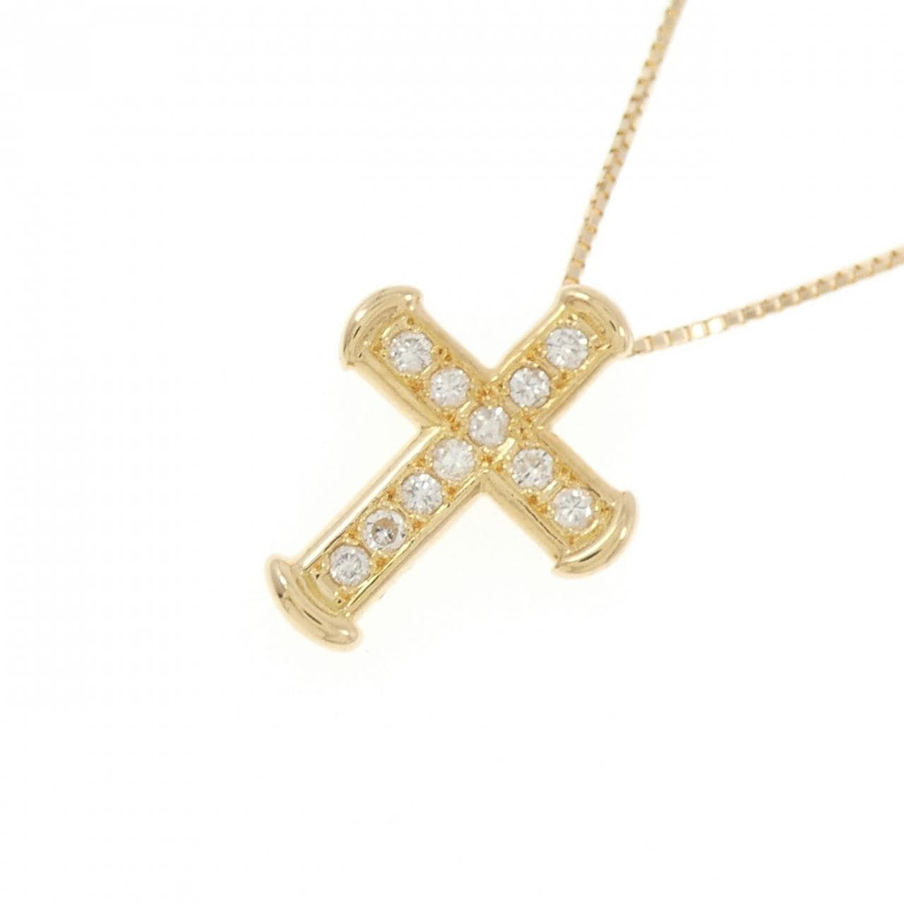 K18YG クロス ダイヤモンド ネックレス 0.15CT