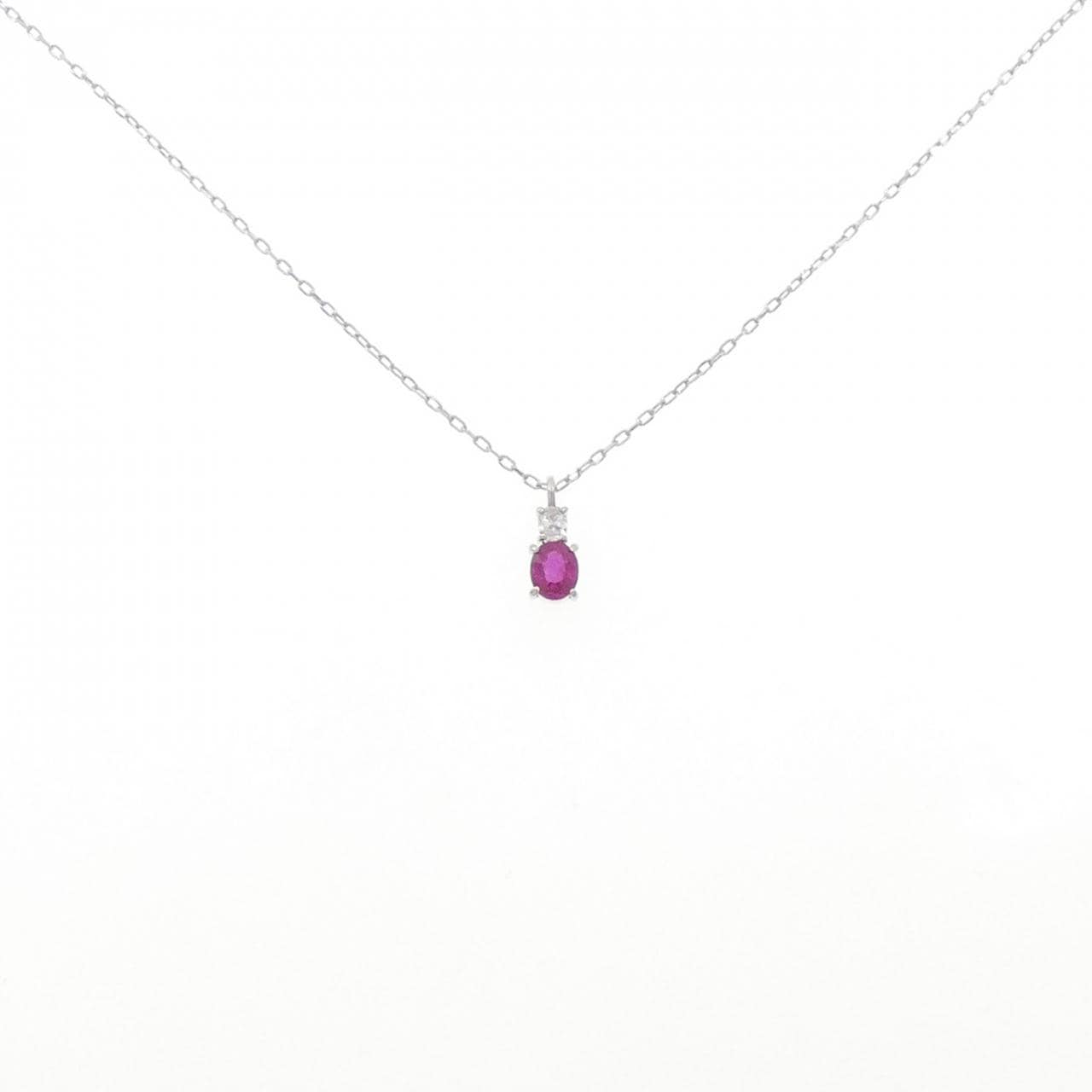 PT900/PT850 ルビー ネックレス 0.40CT