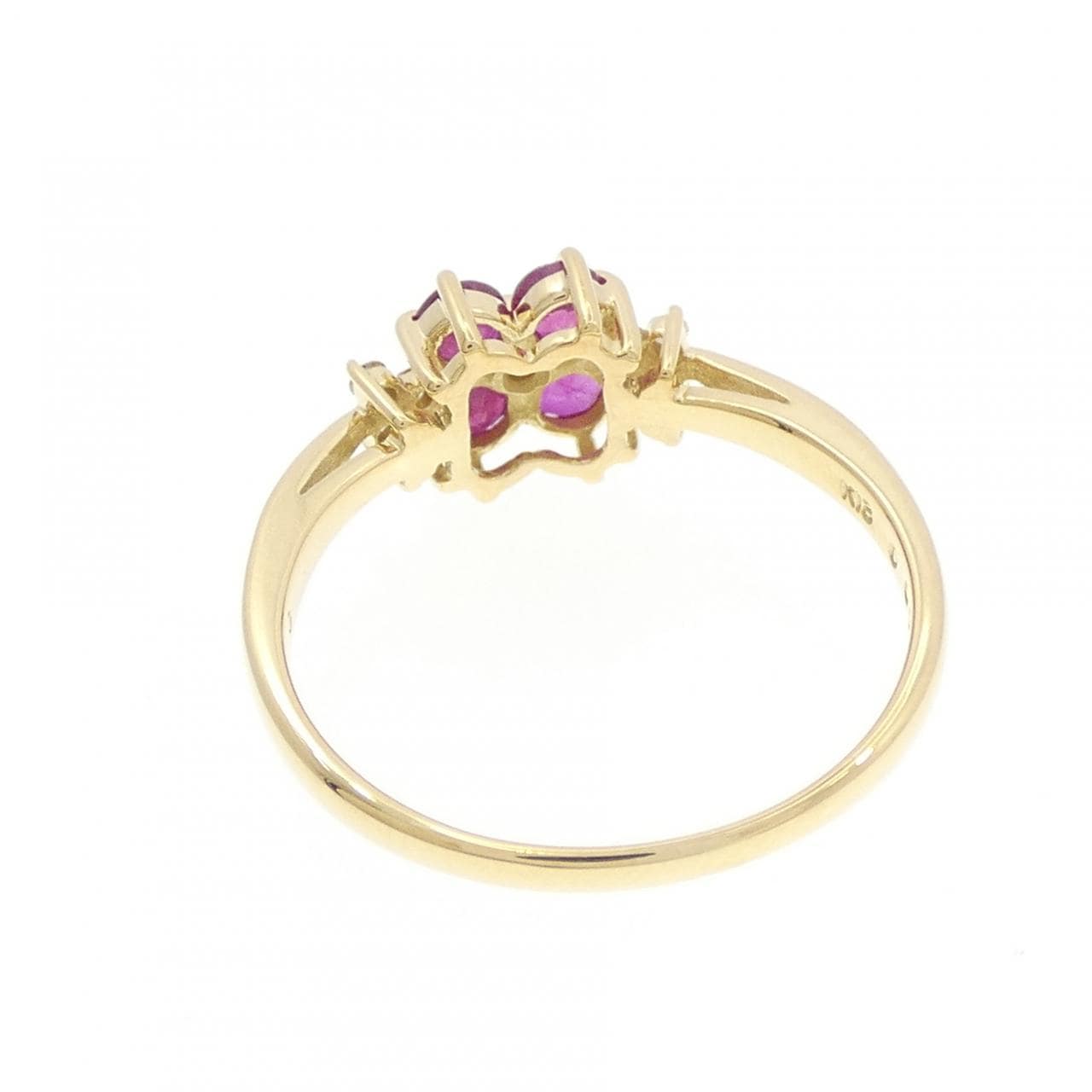K18YG フラワー ルビー リング 0.50CT