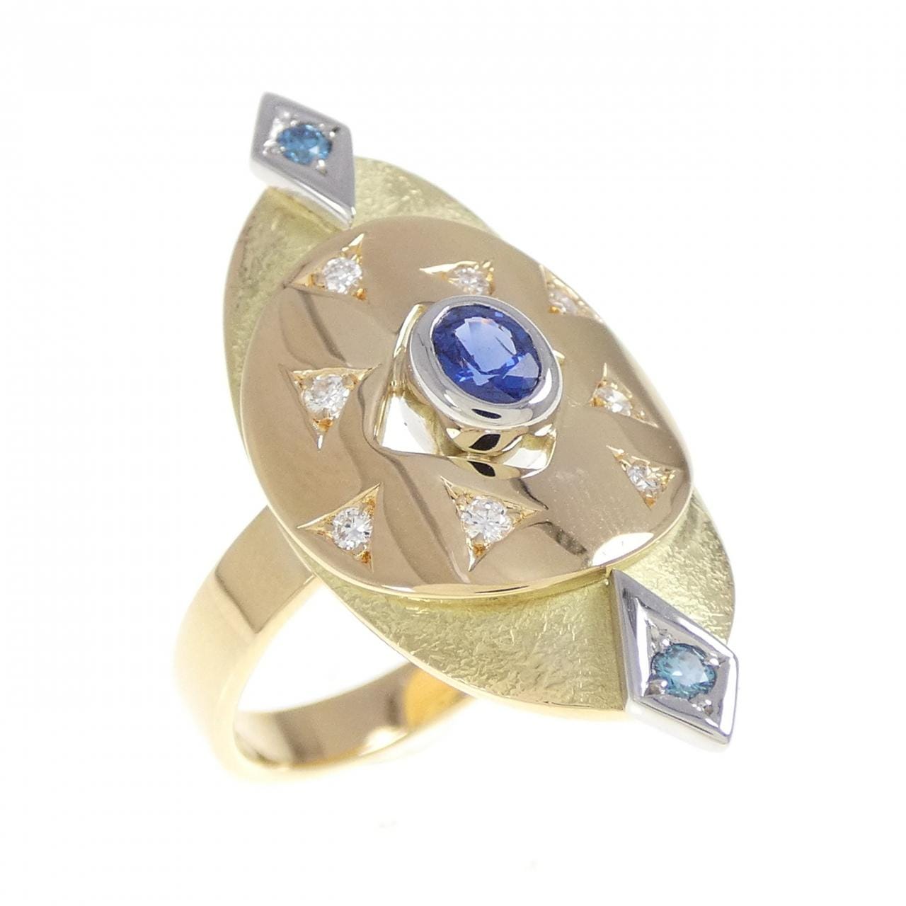 K18YG/PT900 サファイヤ リング 0.23CT