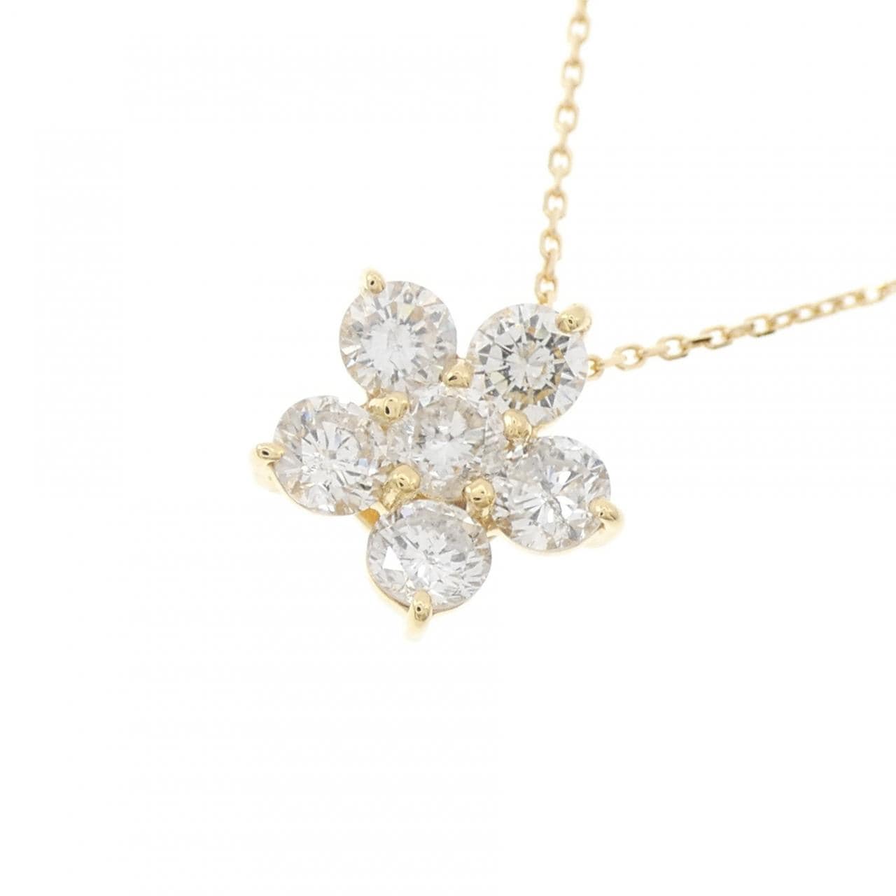 K18YG フラワー ダイヤモンド ネックレス 1.02CT