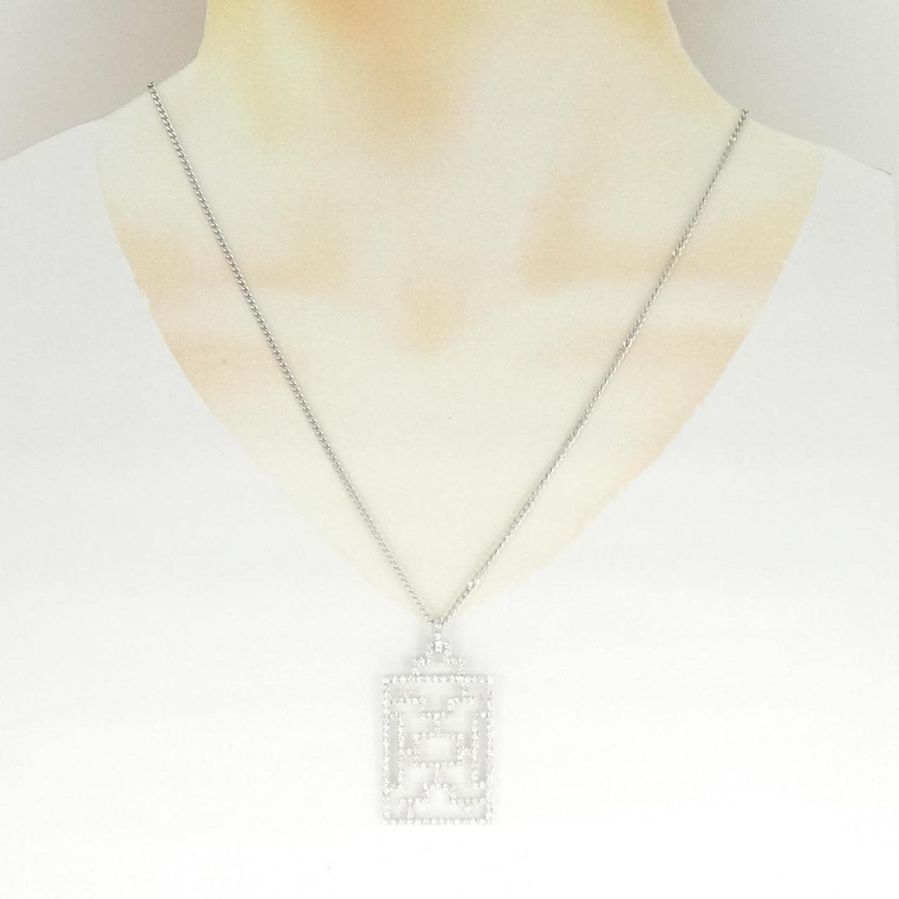 K18WG/PT850 ダイヤモンド ネックレス 1.50CT