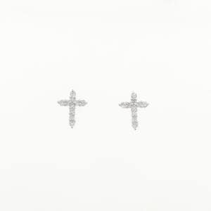 K14WG クロス ダイヤモンド ピアス 0.20CT
