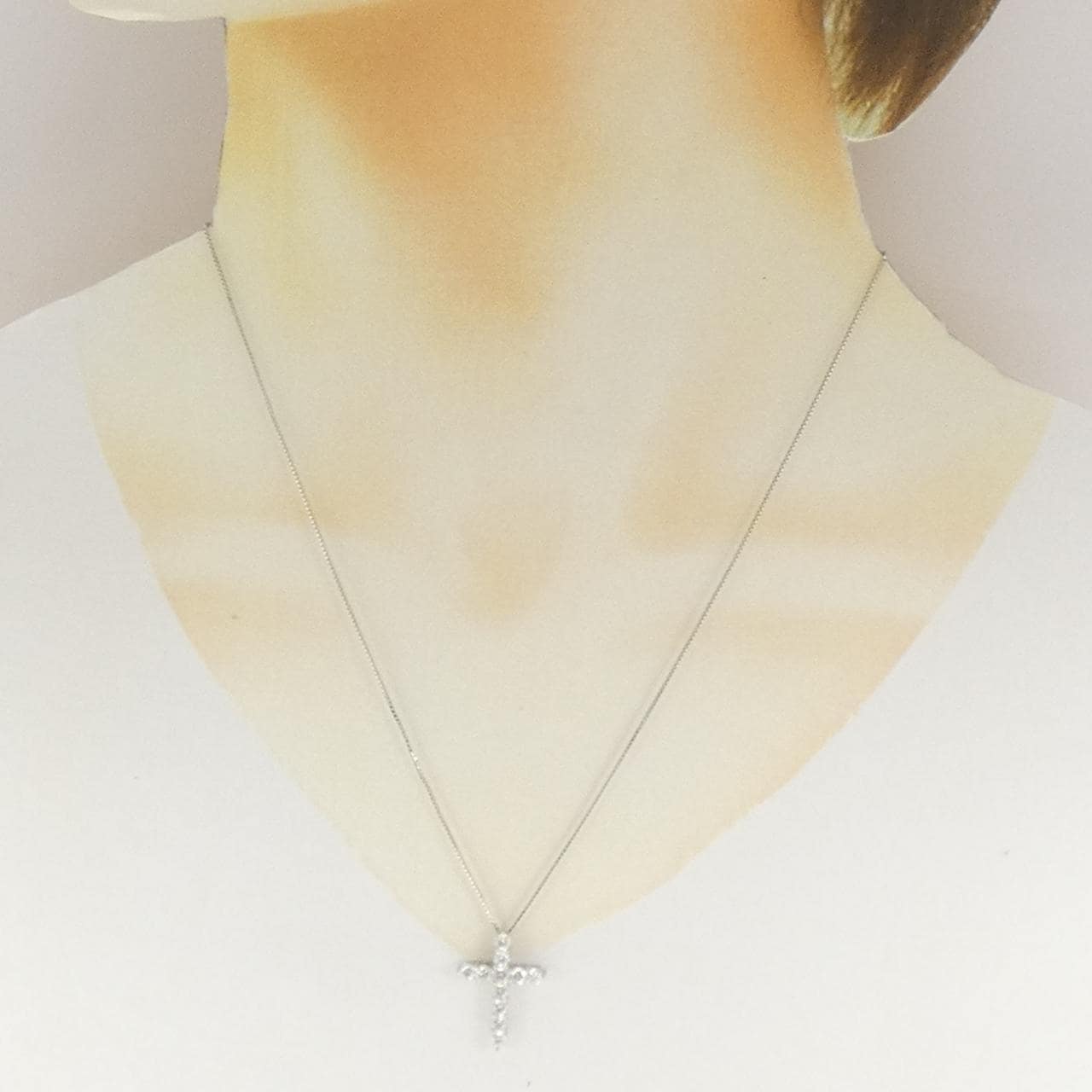 K18WG クロス ダイヤモンド ネックレス 1.00CT