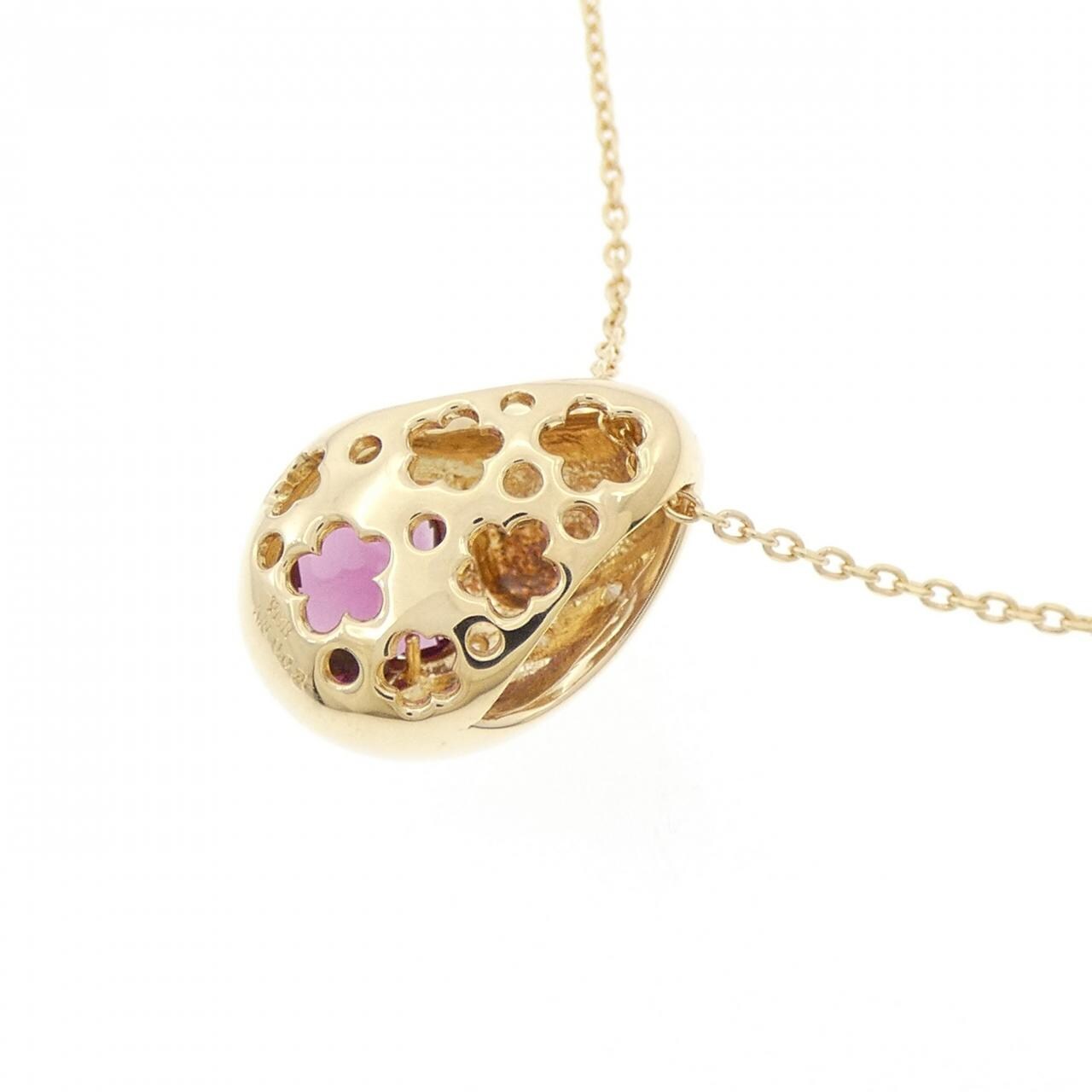 K18YG flower Garnet necklace
