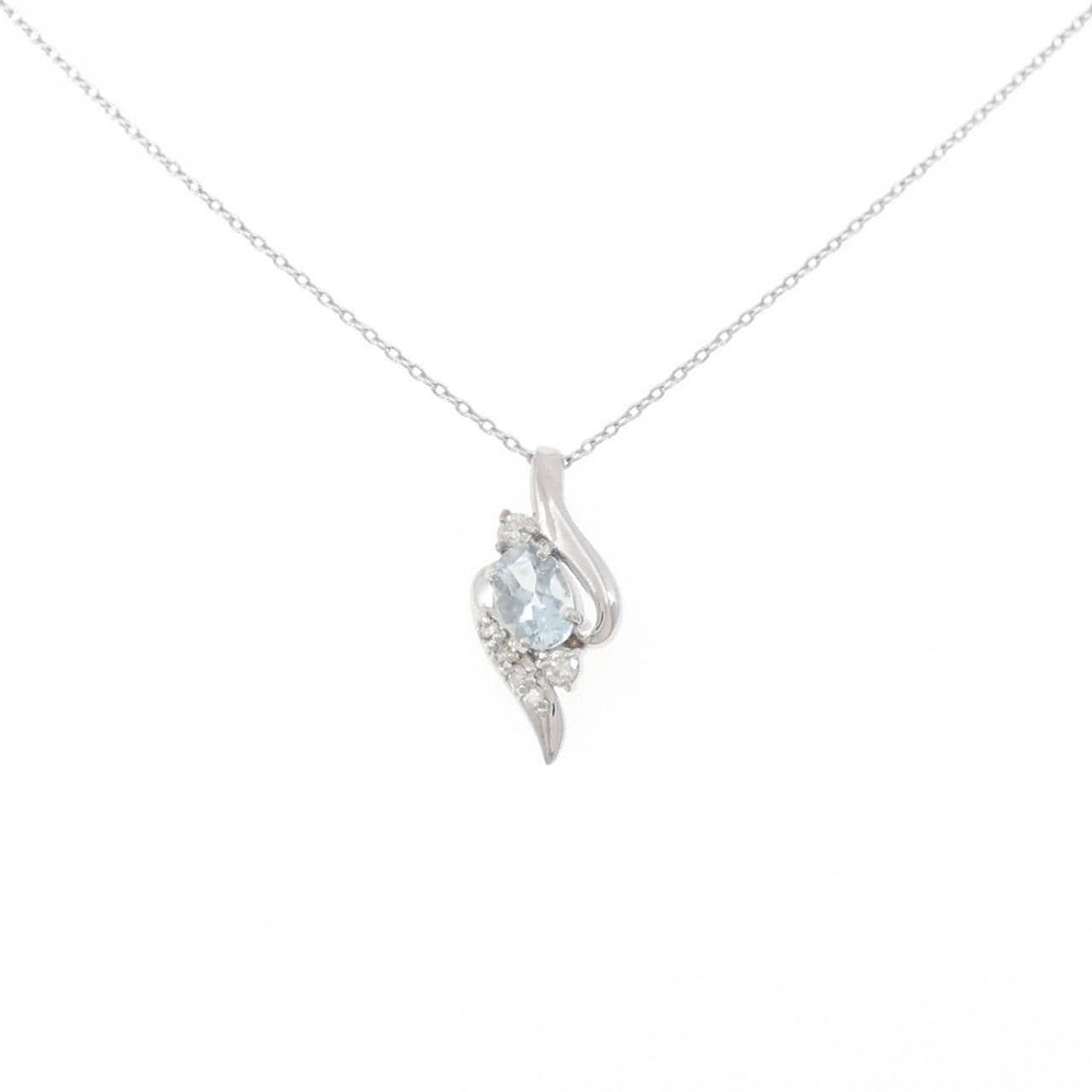 K18WG Aquamarine necklace 0.4CT