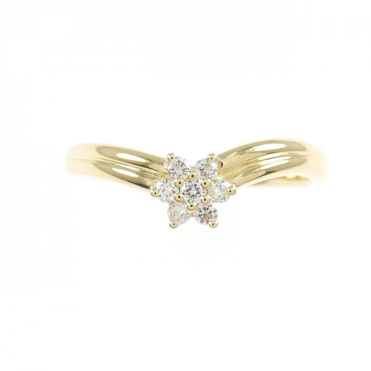 K18YG フラワー ダイヤモンド リング 0.11CT