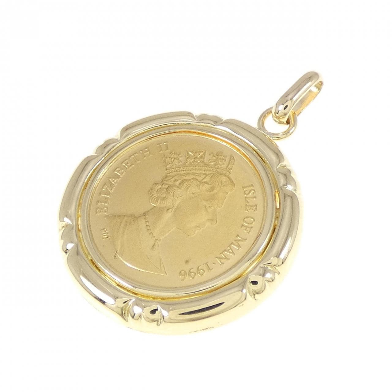 K18YG frame coin pendant