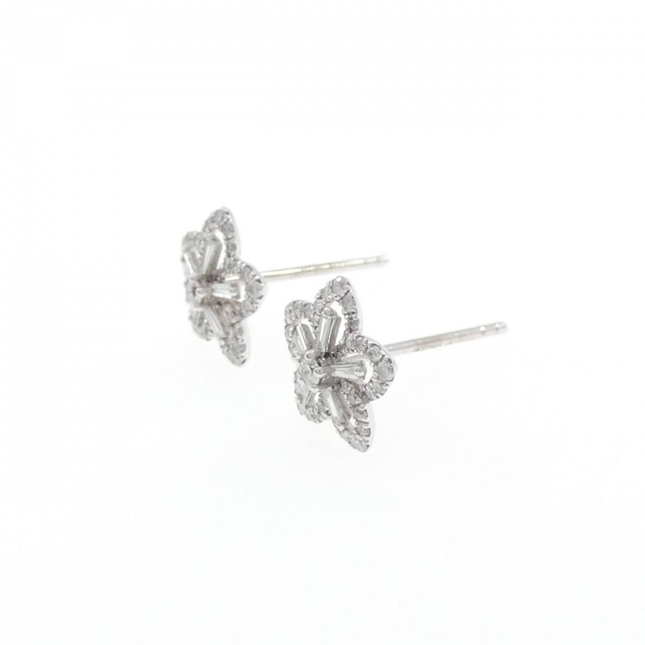 750WG/K18WG フラワー ダイヤモンド ピアス 0.40CT