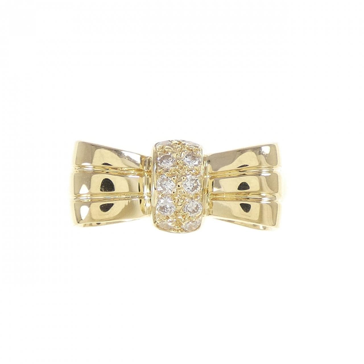K18YG ribbon Diamond ring 0.14CT