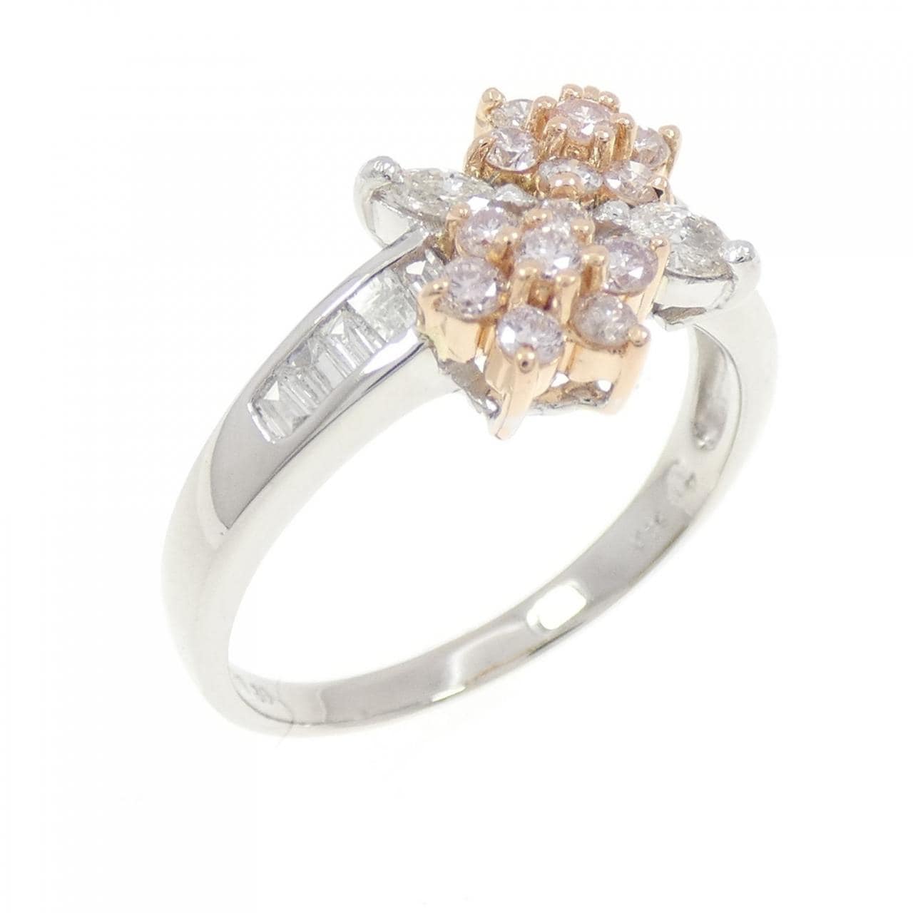 PT900/K14PG フラワー ダイヤモンド リング 0.80CT