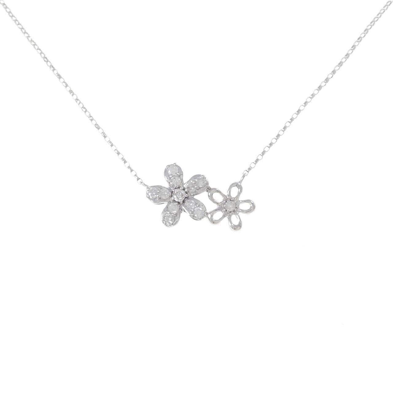 K10WG フラワー ダイヤモンド ネックレス