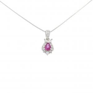 PT900/PT850 ルビー ネックレス 0.58CT