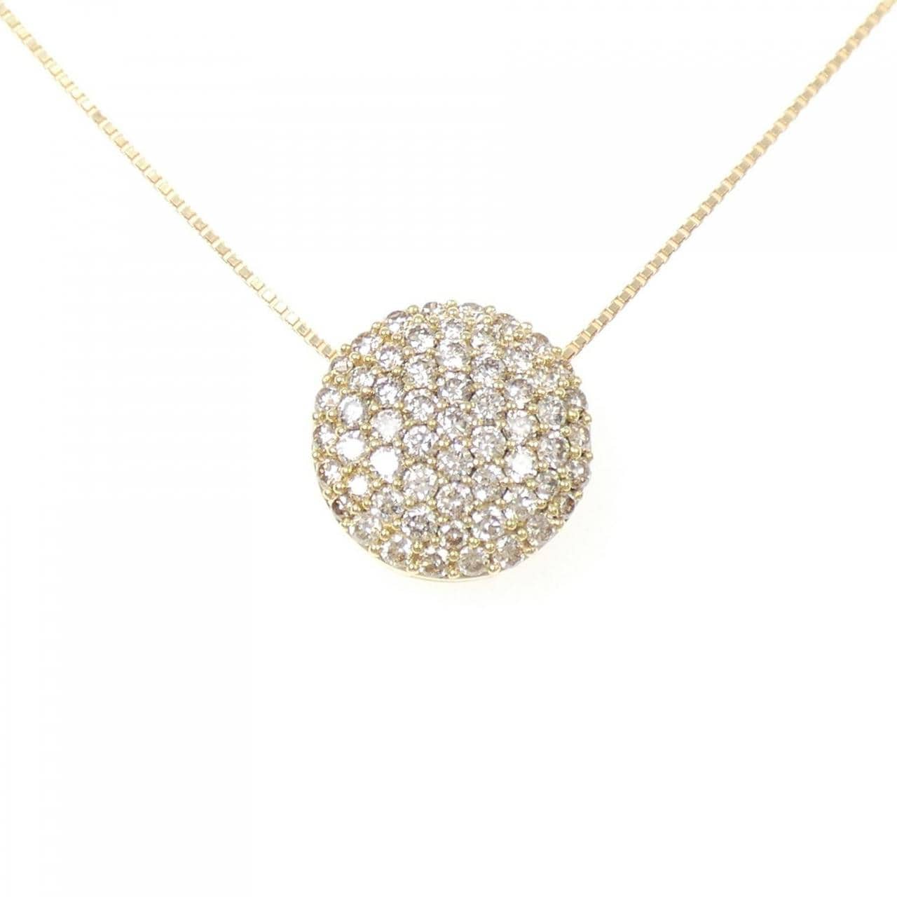 K18YG パヴェ ダイヤモンド ネックレス 1.20CT