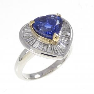 PT900/K18YG ハート サファイヤ リング 2.49CT