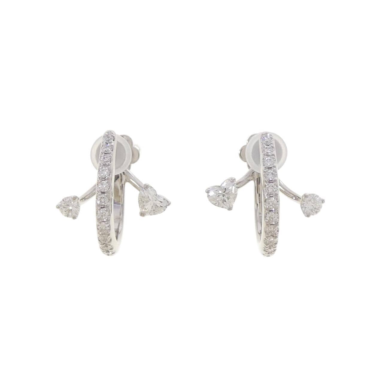 PT900 ハート ダイヤモンド イヤリング 0.72CT