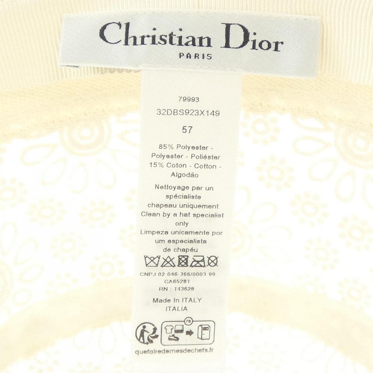 クリスチャンディオール CHRISTIAN DIOR D-BOBBY ボブハット D-LACE 32DBS923X149 ハット