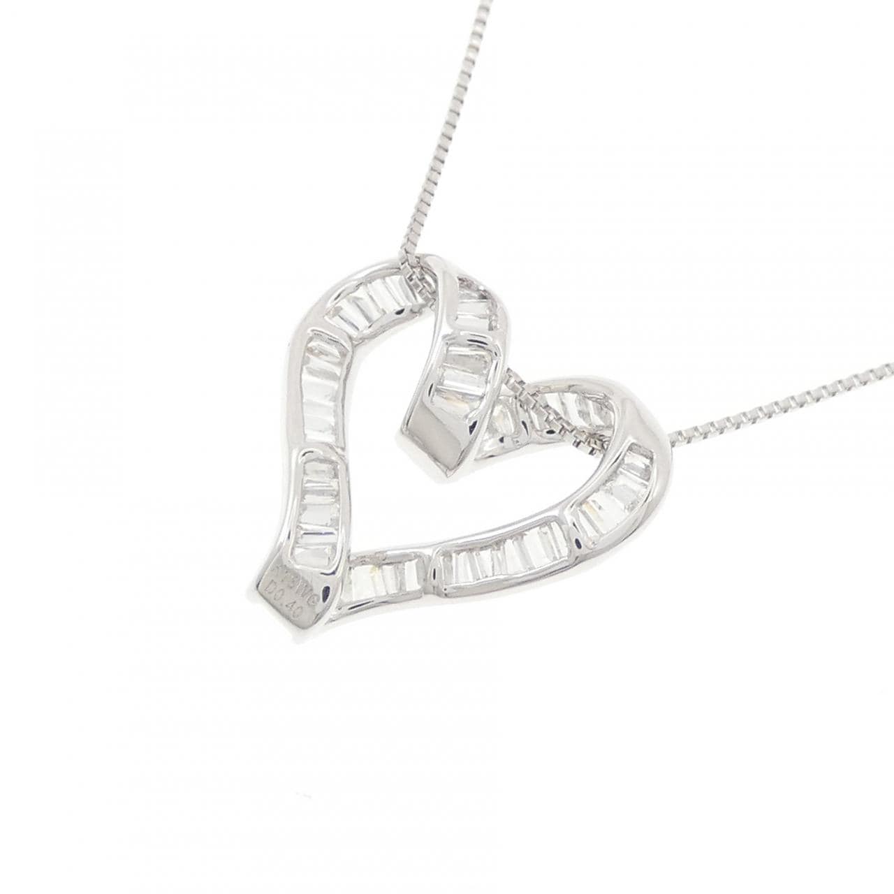 K18WG ハート ダイヤモンド ネックレス 0.40CT
