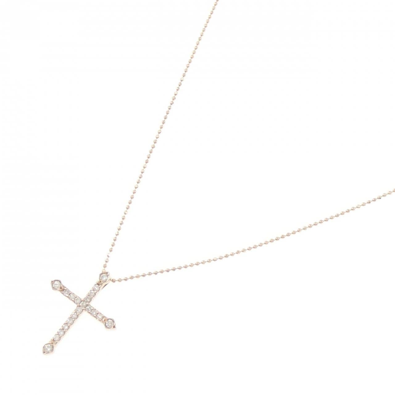 K10PG クロス ダイヤモンド ネックレス 0.25CT