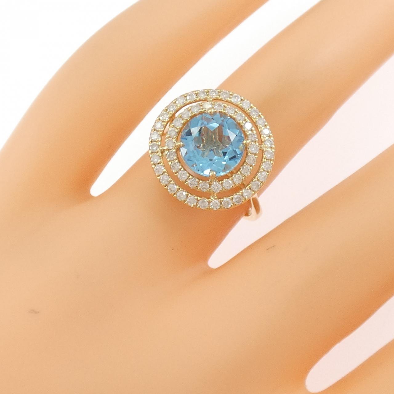 K18YG ブルートパーズ リング 2.10CT