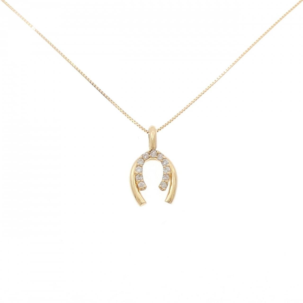 K18YG ホースシュー ダイヤモンド ネックレス 0.20CT