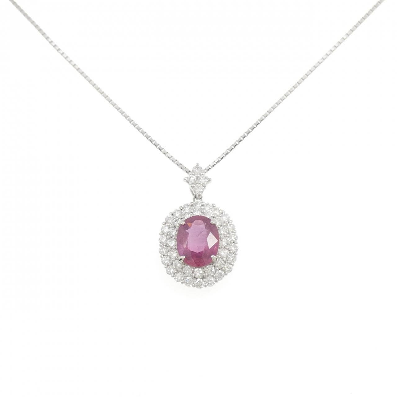 PT900/PT850 ルビー ネックレス 3.080CT