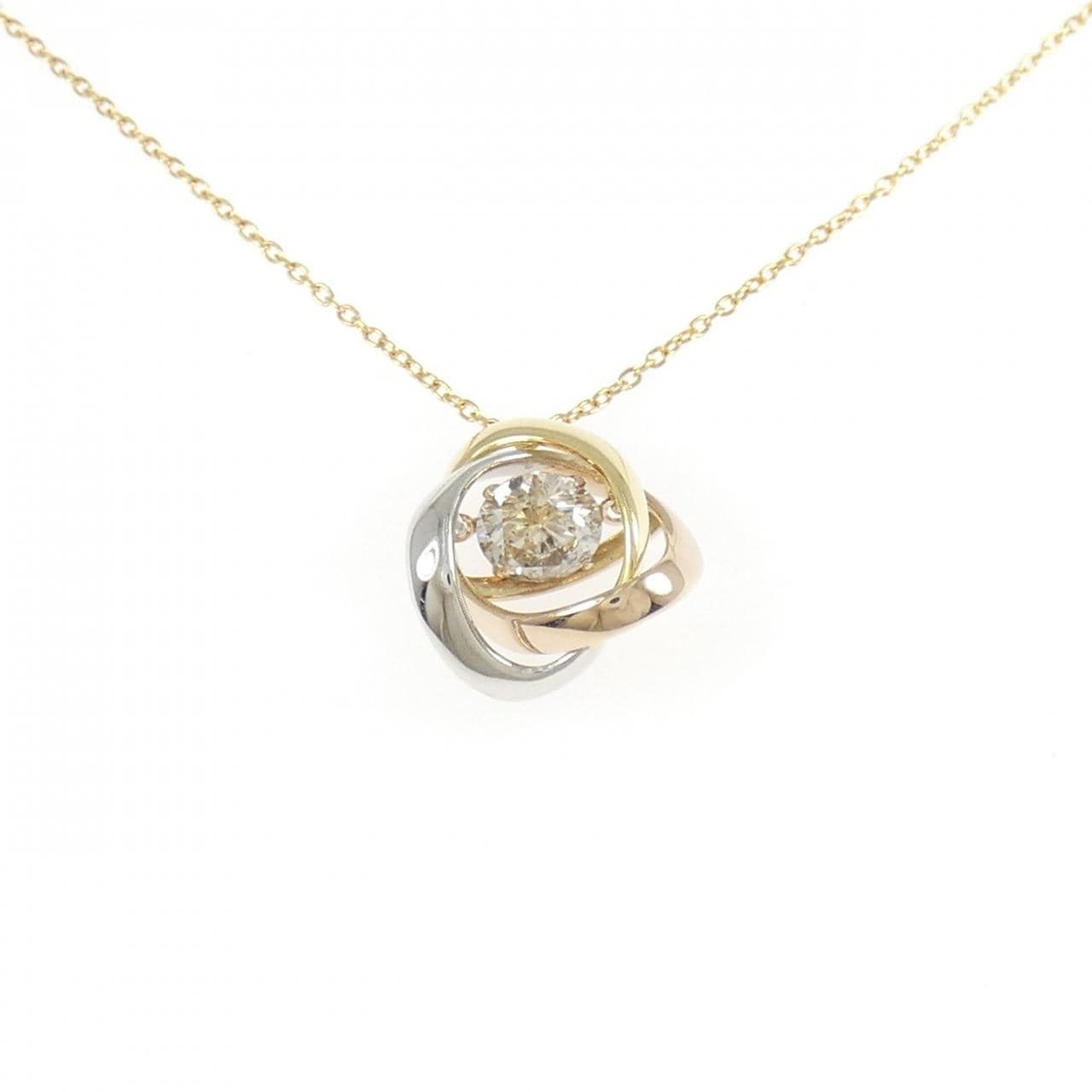 K18YG/PT950/K18PG ダイヤモンド ネックレス 0.50CT