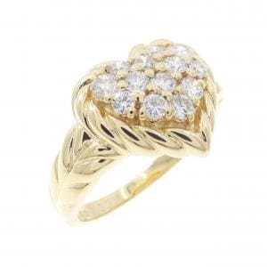 K18YG ハート パヴェ ダイヤモンド リング 0.52CT