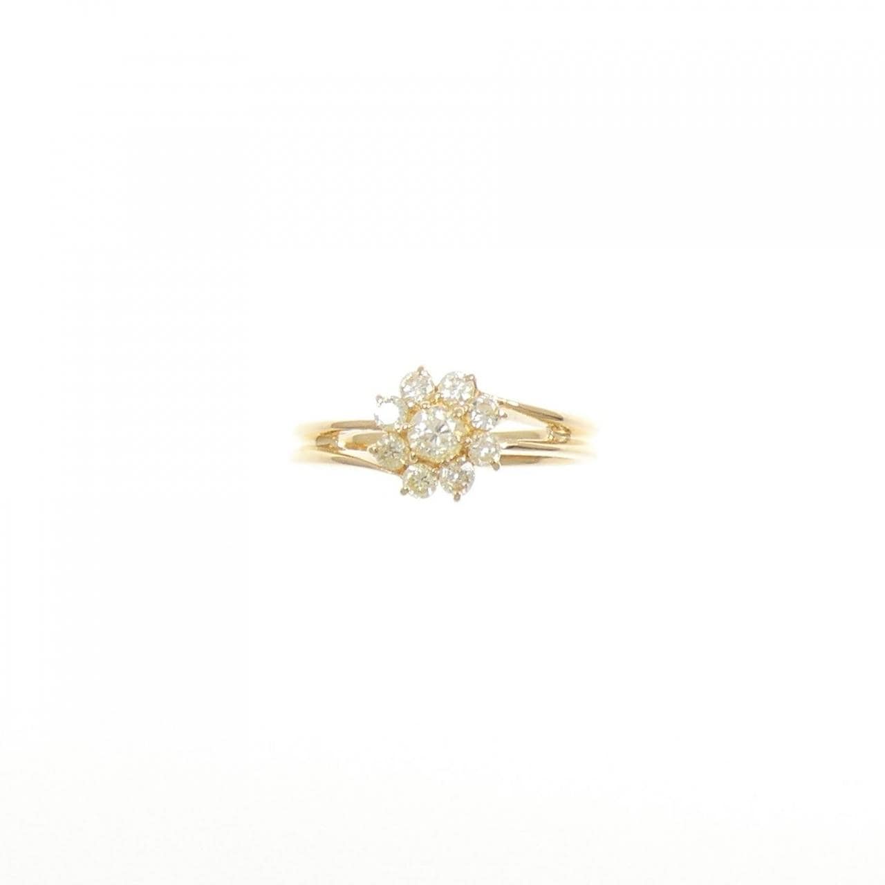 K18YG フラワー ダイヤモンド リング 0.31CT