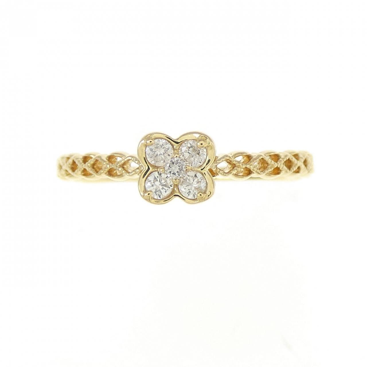 K18YG フラワー ダイヤモンド リング 0.10CT