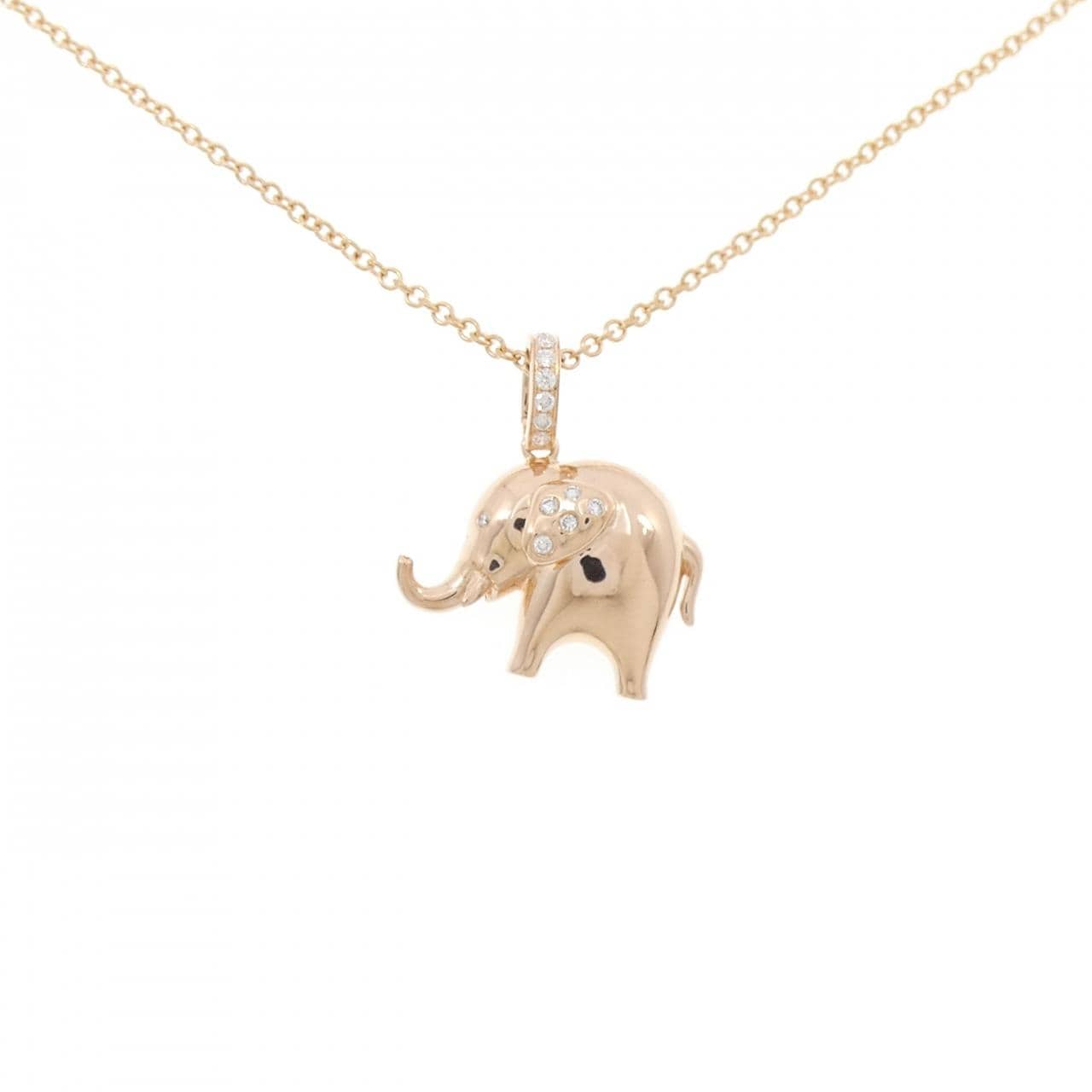 K18PG エレファント ダイヤモンド ネックレス 0.08CT