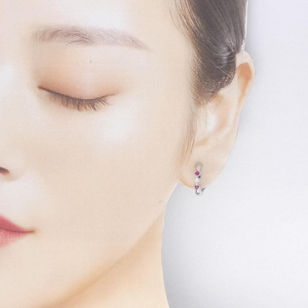 PT900/K18YG ルビー ピアス/イヤリング 0.18CT