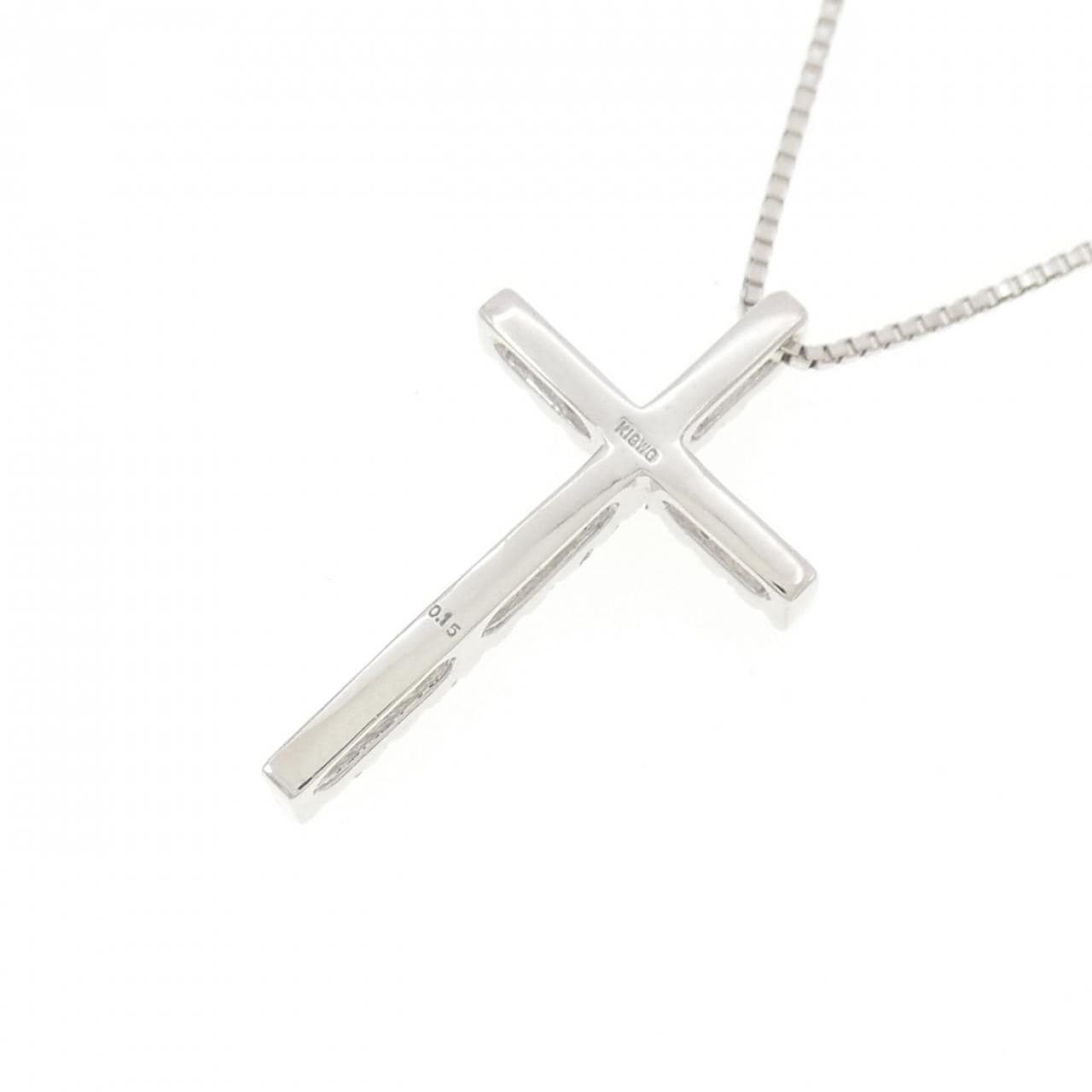K18WG クロス ダイヤモンド ネックレス 0.15CT