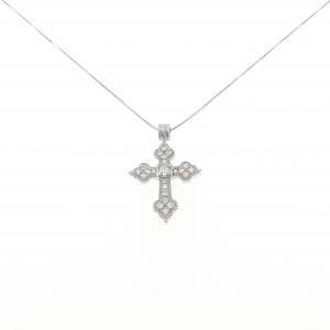 K18WG クロス ダイヤモンド ネックレス 0.15CT