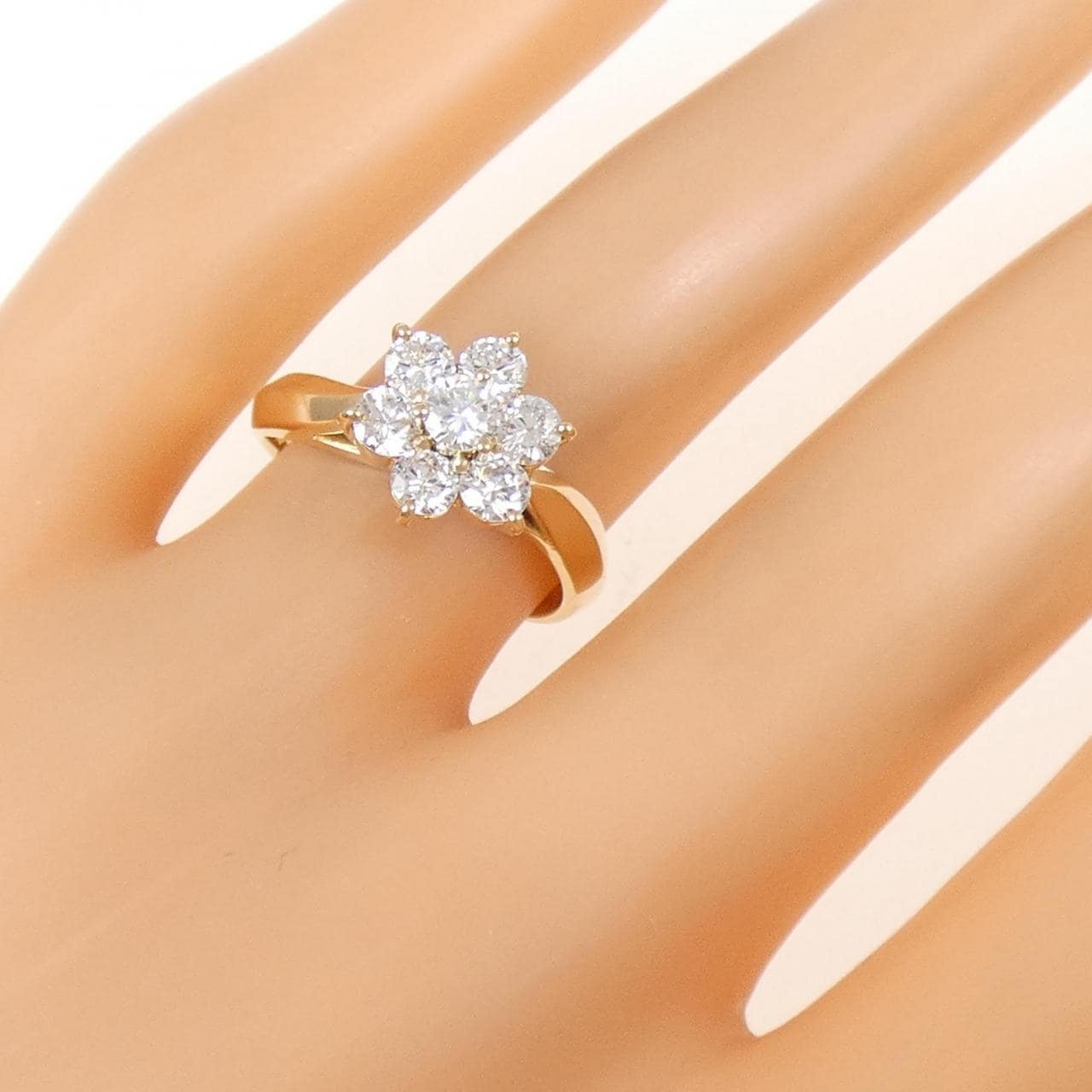 K18YG フラワー ダイヤモンド リング 0.872CT